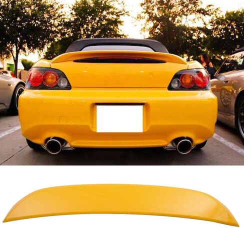 IKON MOTORSPORTS، جناح صندوق السيارة متوافق مع 2000-2009 Honda S2000 AP1 AP2، طراز مصنع OE مطلي #Y52P سبا أصفر لؤلؤي ABS بلاستيك غطاء صندوق السيارة الخلفي شفة جناح سبويلر in Saudi Arabia