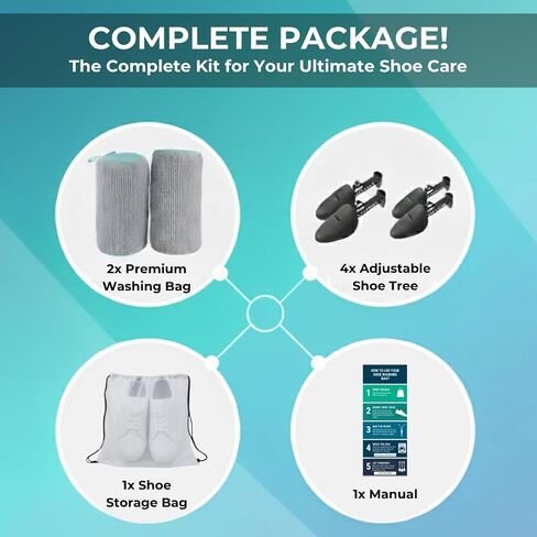 2Pcs Shoe Washing Machine Bag with 4Pcs Adjustable Shoe Trees and Storage Bag | Upgraded Zipper and Deep Clean Protection for Sneakers | For Men & Women (Gray) in Saudi Arabia
