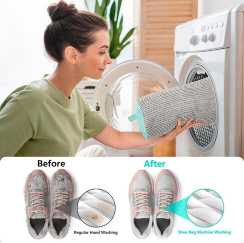 2Pcs Shoe Washing Machine Bag with 4Pcs Adjustable Shoe Trees and Storage Bag | Upgraded Zipper and Deep Clean Protection for Sneakers | For Men & Women (Gray) in Saudi Arabia