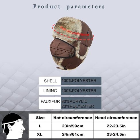 قبعة الصياد الشتوية للجنسين مقاومة للبرودة، قبعة دافئة مع غطاء للأذن للصيد والتزلج والأنشطة الخارجية الشتوية in Kuwait
