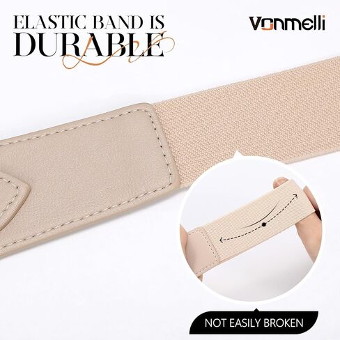 أحزمة مرنة واسعة من VONMELLI للنساء، حزام خصر للسيدات قابل للتمدد، مشبك ذهبي أنيق، أحزمة نسائية سميكة عتيقة للفستان in Kuwait