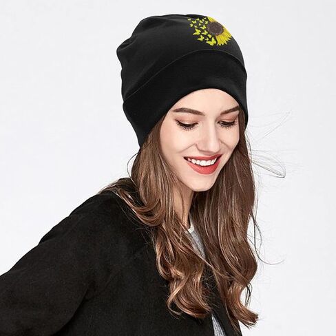 Butterfly Theme Unisex Daily Skull Cup for Men Women, Soft Sunflower Womens Winter Hat Hip-Hop Knit Beanies in Saudi Arabia