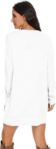 PrinStory Women's Casual Sweater Dresses Fall Winter Crewneck Loose Fit Pullover Tunic Dress with Side Pockets for Work S-4XL in Kuwait