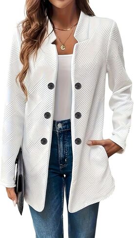 chouyatou Women's Vintage Double Breasted Blazer Jacket Business Casual Trench Coat Outerwear Overcoat in Saudi Arabia