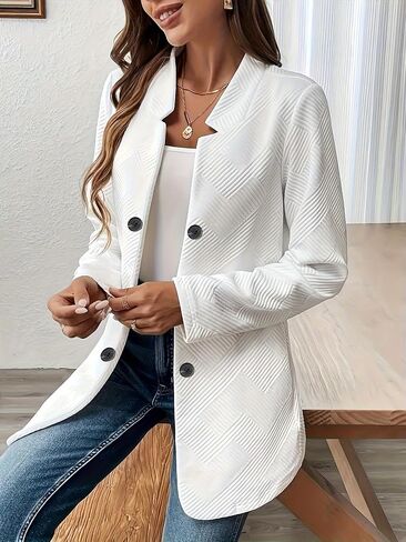 chouyatou Women's Vintage Double Breasted Blazer Jacket Business Casual Trench Coat Outerwear Overcoat in Saudi Arabia