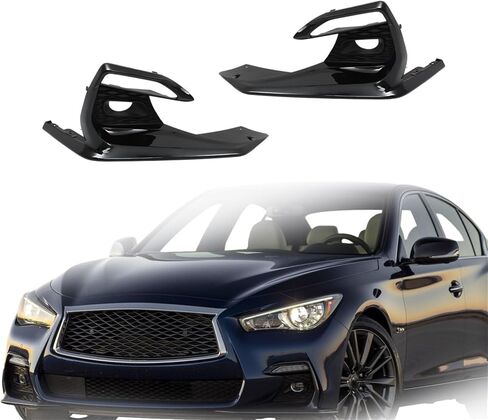 WFLNHB اليسار واليمين الأسود الضباب ضوء مصباح الحواف غطاء استبدال لإنفينيتي Q50 الرياضة 2018-2020 الضباب غطاء خفيف الزخارف 622576HJ0A in Saudi Arabia