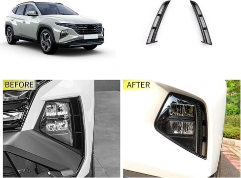 أغطية مصابيح الضباب الأمامية متوافقة مع Hyundai Tucson 2025 2024 2023 2022 إطار مصباح الضباب مدخل الهواء ملحقات السيارة الخارجية ABS 2 قطعة (نمط الكروم اللامع) in Kuwait