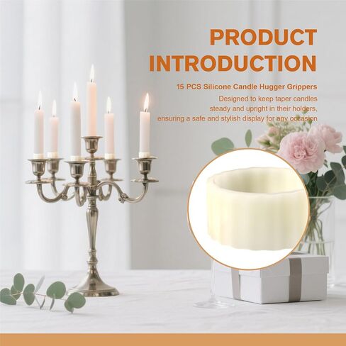 10pcs Silicone Candle Grippers for Taper Candles and Candle Cups,Candle Hugger Gaskets and Peg Holders Stay Put,Candle Rings Gripper,for Weddings,Appointment,Festivals and Home Decor Gifts(White) in Kuwait
