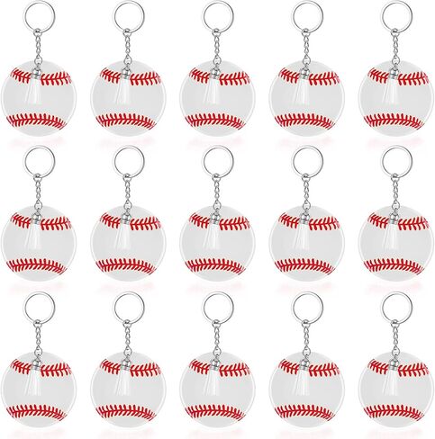 Taiyin 20 Pcs Softball Baseball Acrylic Keychain Blanks Acrylic Keychain with Tassel,Softball Party Gifts for Team(Softball) in Kuwait