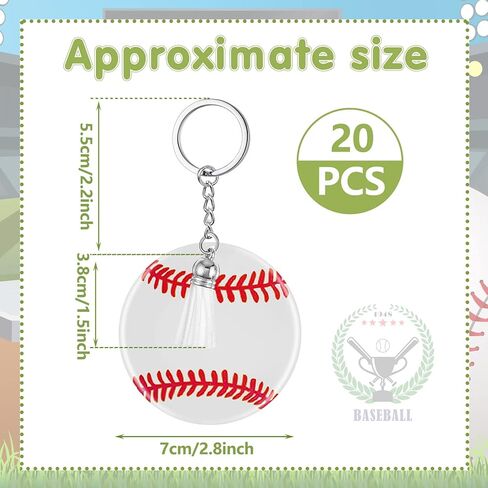 Taiyin 20 Pcs Softball Baseball Acrylic Keychain Blanks Acrylic Keychain with Tassel,Softball Party Gifts for Team(Softball) in Kuwait