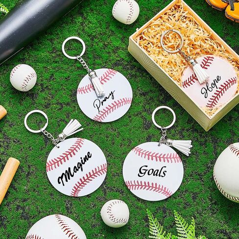 Taiyin 20 Pcs Softball Baseball Acrylic Keychain Blanks Acrylic Keychain with Tassel,Softball Party Gifts for Team(Softball) in Kuwait