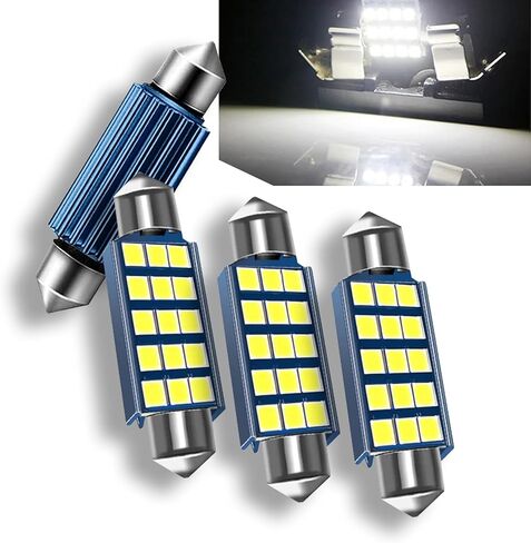 4 قطع مصابيح داخلية للسيارة، 1200LM 6000K مصابيح LED داخلية لخريطة القبة، 2835 شريحة 578 لمبة LED، 211-2 212-2 569 6411 6451 41 مم 42 مم، عالمية للسيارات (أزرق) in Kuwait