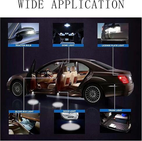 4 قطع مصابيح داخلية للسيارة، 1200LM 6000K مصابيح LED داخلية لخريطة القبة، 2835 شريحة 578 لمبة LED، 211-2 212-2 569 6411 6451 41 مم 42 مم، عالمية للسيارات (أزرق) in Kuwait
