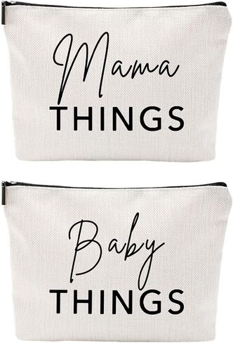 Mama and Baby Bag Set Canvas Pouch Set Keepsake for New Mothers Travel Toiletry Bag for Baby Stuff, Mother's Day Gifts, Set of 2 in Kuwait