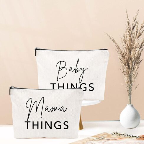 Mama and Baby Bag Set Canvas Pouch Set Keepsake for New Mothers Travel Toiletry Bag for Baby Stuff, Mother's Day Gifts, Set of 2 in Kuwait