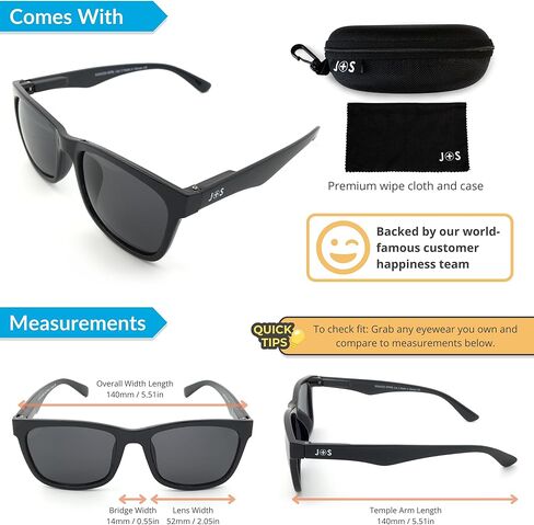 نظارات شمسية J+S Mission Mark II مستطيلة مستقطبة للرجال | إطار مفصلي زنبركي | مستقطبة 100% UV 400 | مقاس متوسط-صغير in Kuwait