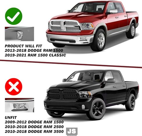 مجموعة مصابيح الضباب JSBOYAT متوافقة مع 2013-2018 Dodge Ram 1500، 2019-2021 RAM 1500 Classic (غير مناسبة لطراز المتمردين)، استبدال ضوء الضباب بمصابيح الهالوجين in Saudi Arabia