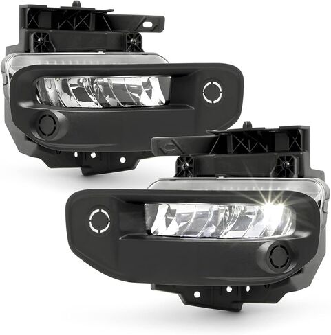 AKKON - Fits 2019-2024 Ram 1500 Pickup Truck [LED Type] Bumper Chrome Fog Lights Pair w/Wiring Harness Screw Switch in Saudi Arabia
