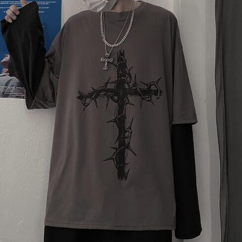 Unisex Goth Shirt Y2K Skeleton Shirt Long Sleeve Baggy Shirts Dark Academia Streetwear Grunge Clothes in Kuwait
