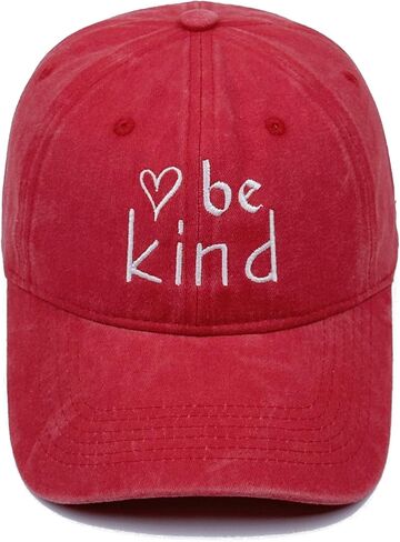 Be Kind Embroidered Baseball Cap - Cotton Vintage Dad Hat for Women & Men, Adjustable Unisex Inspirational Hat in Kuwait