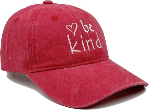 Be Kind Embroidered Baseball Cap - Cotton Vintage Dad Hat for Women & Men, Adjustable Unisex Inspirational Hat in Kuwait