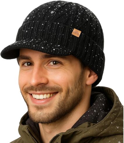 DryKnit™ Waterproof Merino Wool L/XL/XXL Beanie Hat with Brim Visor Cap Warm Winter Knit Hat for Men Women in Saudi Arabia