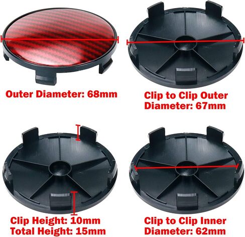 Modengzhe 62mm Wheel Center Caps Rim Hub Center Covers Replacement 63mm Lug to Lug (Carbon Fiber Pattern) - 4Pcs in Kuwait