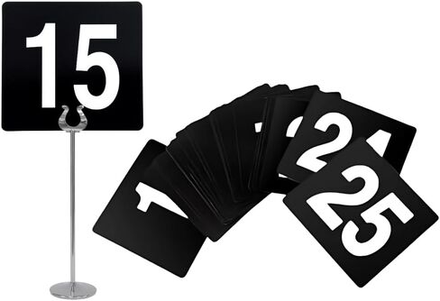 أرقام طاولات بلاستيكية مزدوجة الجوانب للمطاعم، لافتات جلوس الزفاف للحفلات والمآدب وأرقام الطاولات - 4 بوصة × 4 بوصة أبيض على أسود (100) in Kuwait