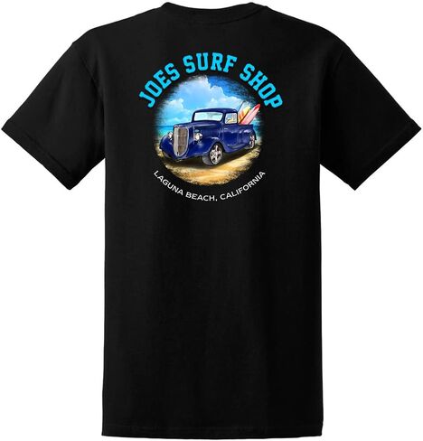 تي شيرت رجالي من القطن الثقيل بشعار شاحنة ركوب الأمواج من JOES SURF SHOP in Kuwait