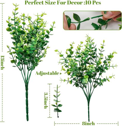 10 Bundles Artificial Boxwood Stems Outdoor Artificial Greenery UV Resistant Foliage Plants, Faux Boxwood Shrubs Grass for Farmhouse Office Garden Wedding Window Patio Home Decor in Saudi Arabia