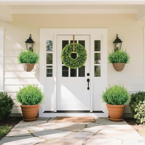 10 Bundles Artificial Boxwood Stems Outdoor Artificial Greenery UV Resistant Foliage Plants, Faux Boxwood Shrubs Grass for Farmhouse Office Garden Wedding Window Patio Home Decor in Saudi Arabia