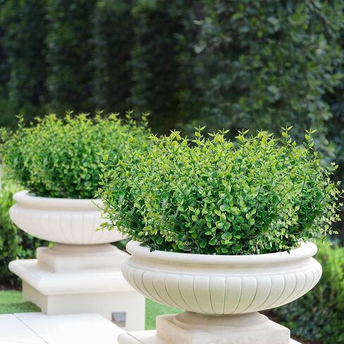 10 Bundles Artificial Boxwood Stems Outdoor Artificial Greenery UV Resistant Foliage Plants, Faux Boxwood Shrubs Grass for Farmhouse Office Garden Wedding Window Patio Home Decor in Saudi Arabia
