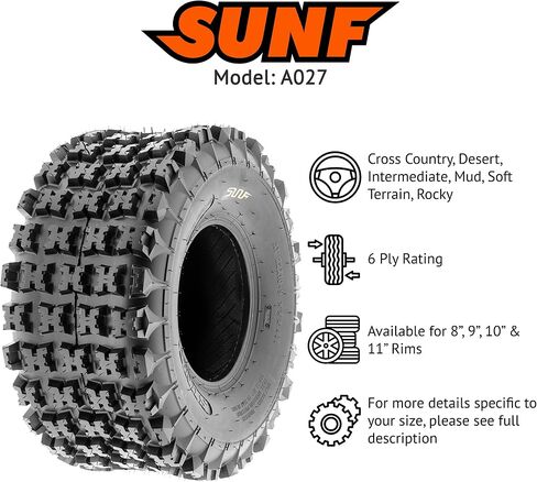 SunF 23x11-9 ATV UTV Knobby Tire 23x11x9 Sport Race 6 PR A027 - PAIR of 2 in Saudi Arabia