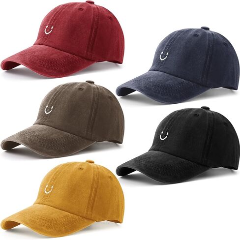 Norme 5 Pieces Unisex Cotton Vintage Baseball Cap Low Profile Unstructured Baseball Hat Washed Distressed Baseball Hat Baseball Cap Twill Adjustable Dad Hat (Assorted Color), One Size in Kuwait