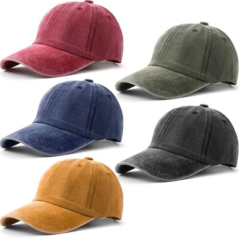 Norme 5 Pieces Unisex Cotton Vintage Baseball Cap Low Profile Unstructured Baseball Hat Washed Distressed Baseball Hat Baseball Cap Twill Adjustable Dad Hat (Assorted Color), One Size in Kuwait