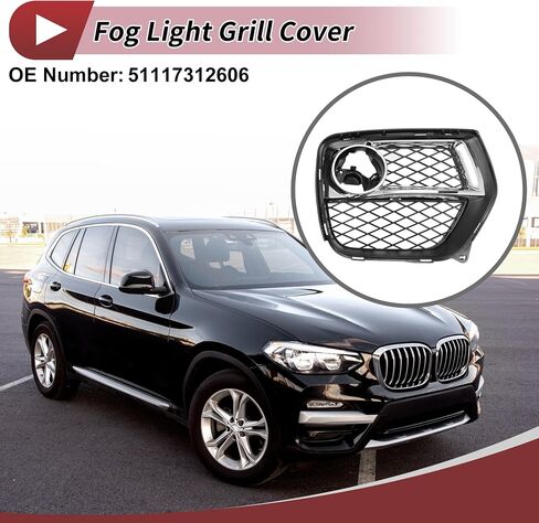 Fog Light Grill Front Lower Bumper Fog Light Cover Inserts for BMW X6 2012-2014 ABS No.51117312606 Black,Silver Tone in Saudi Arabia