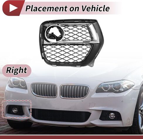 Fog Light Grill Front Lower Bumper Fog Light Cover Inserts for BMW X6 2012-2014 ABS No.51117312606 Black,Silver Tone in Saudi Arabia