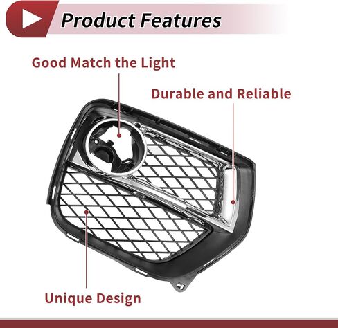 Fog Light Grill Front Lower Bumper Fog Light Cover Inserts for BMW X6 2012-2014 ABS No.51117312606 Black,Silver Tone in Saudi Arabia