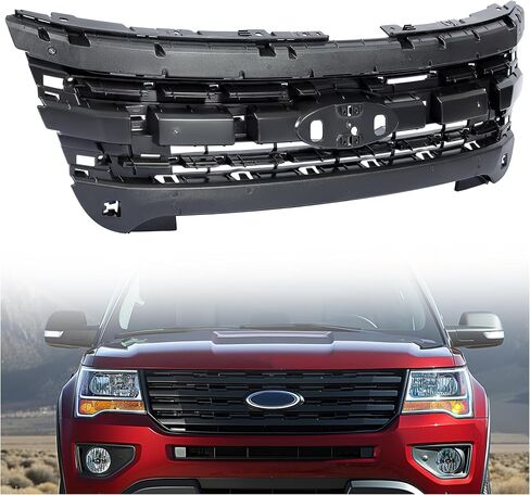 HECASA Grille Grill Shell متوافق مع 2011-2015 Ford Explorer 2013-2015 Ford Police Interceptor Utility BB5Z8A284AA FO1223118 ممتص الصدمات غطاء الشواية يدعم الأسود in Kuwait