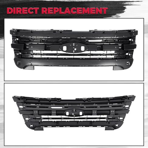 HECASA Grille Grill Shell متوافق مع 2011-2015 Ford Explorer 2013-2015 Ford Police Interceptor Utility BB5Z8A284AA FO1223118 ممتص الصدمات غطاء الشواية يدعم الأسود in Kuwait