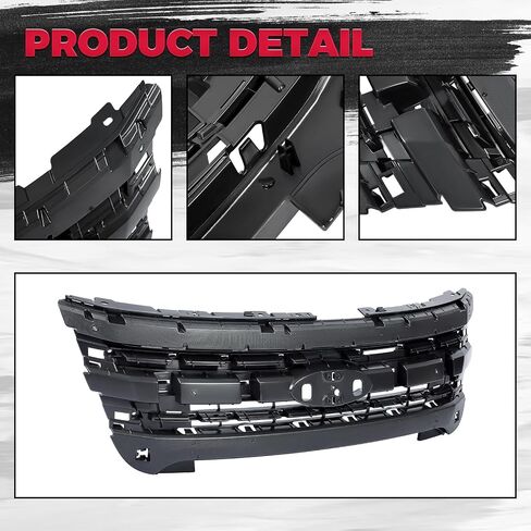 HECASA Grille Grill Shell متوافق مع 2011-2015 Ford Explorer 2013-2015 Ford Police Interceptor Utility BB5Z8A284AA FO1223118 ممتص الصدمات غطاء الشواية يدعم الأسود in Kuwait
