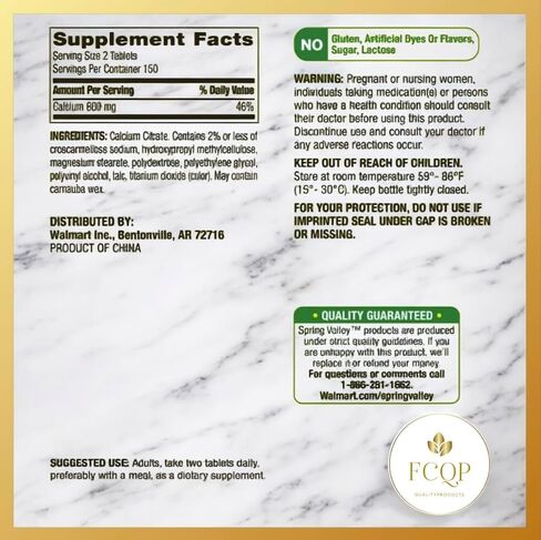 Spring Valley Calcium Citrate, Bone Health Supplement, 600mg, 300 Tablets in Saudi Arabia