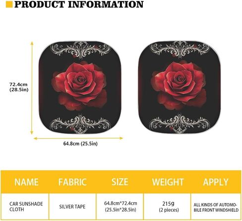 مظلة شمس مكونة من قطعتين من Red Rose لنافذة السيارة، كتل مانعة للشمس 99% من الأشعة فوق البنفسجية، سيارة رائعة لشاحنات السيارات وسيارات الدفع الرباعي in Kuwait