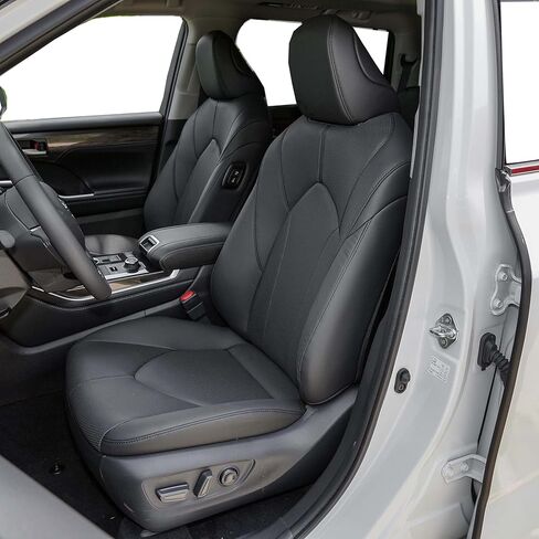 Custom Fit for Toyota Highlander 2015-2019 3 Rows 8 Seats Models Seat Covers Full Coverage Faux Leather Waterproof and Airbag Compatible(Black) in Saudi Arabia
