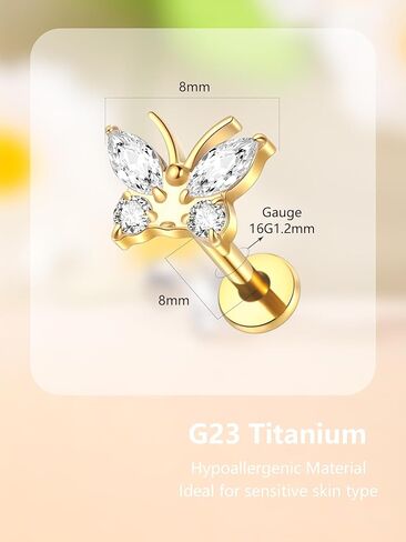 Xpircn Helix Conch Piercing Jewelry for Women 16G 6mm 8mm ASTM F136 Titanium Cartilage Flat Back Earring Stud in Kuwait