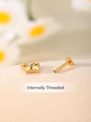 Xpircn Helix Conch Piercing Jewelry for Women 16G 6mm 8mm ASTM F136 Titanium Cartilage Flat Back Earring Stud in Kuwait