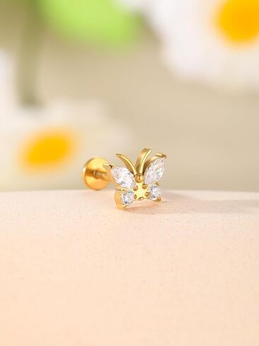 Xpircn Helix Conch Piercing Jewelry for Women 16G 6mm 8mm ASTM F136 Titanium Cartilage Flat Back Earring Stud in Kuwait