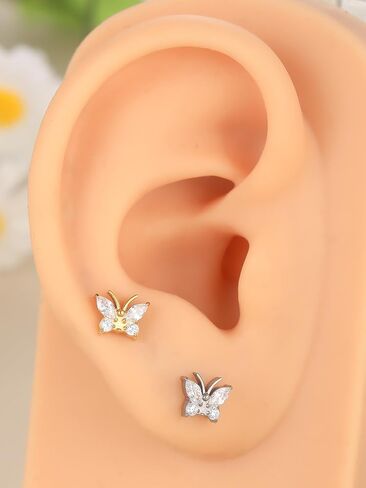 Xpircn Helix Conch Piercing Jewelry for Women 16G 6mm 8mm ASTM F136 Titanium Cartilage Flat Back Earring Stud in Kuwait