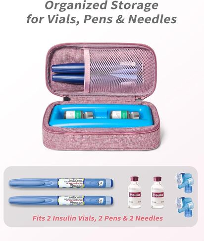 Insulin Vial Cooler Travel Case TSA Approved, Portable Medication Cooler for Insulin Vials and Pens, Compact Insulin Cooler Travel Case with Reusable Ice Brick for Long-Lasting Cooling (Blue) in Saudi Arabia