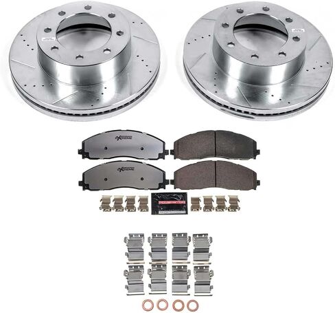 Power Stop Front KC6403-36 Z36 وسادة فرامل الشاحنة والقطر ومجموعة فرامل الدوار مع الفرجار المطلي بمسحوق أحمر لفورد F-250 سوبر ديوتي، فورد F-350 سوبر ديوتي، فورد F-450 سوبر ديوتي [نموذج محدد] in Saudi Arabia